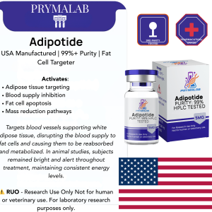 Adipotide peptide vial labeled for laboratory research on fat cell apoptosis and targeted weight loss studies