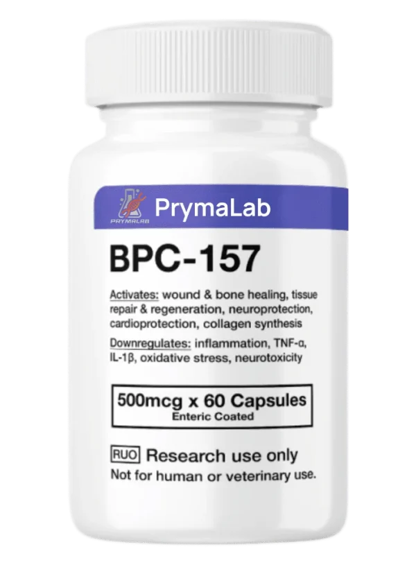 BPC 157 capsules 500mcg, gastric pentadecapeptide in solid oral format for laboratory research use