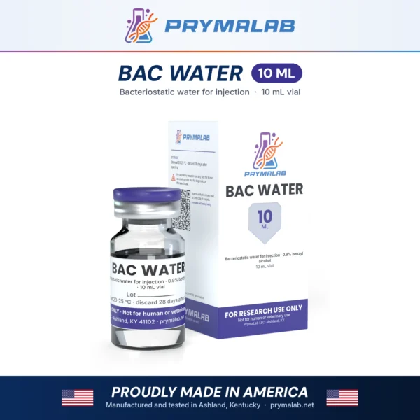 BAC Water 10 mL bacteriostatic water vial with carton – PrymaLab, made and tested in the USA