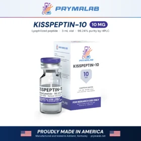 KISSPEPTIN-10 10 mg lyophilized research peptide vial with carton – PrymaLab, made and tested in the USA