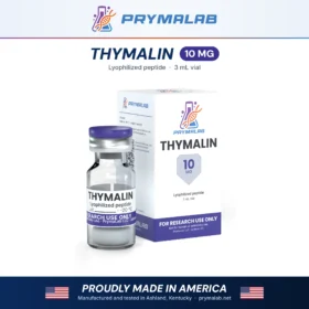 Thymalin 10 mg lyophilized research peptide vial with carton – PrymaLab, made and tested in the USA