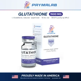 Glutathione 1500 mg lyophilized research peptide vial with carton – PrymaLab, made and tested in the USA