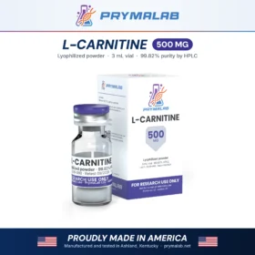 L-CARNITINE 500 mg lyophilized research peptide vial with carton โ PrymaLab, made and tested in the USA