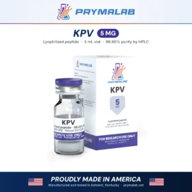 KPV 5 mg lyophilized research peptide vial with carton – PrymaLab, made and tested in the USA