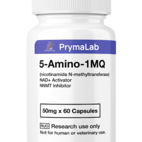 5-Amino-1MQ 50mg capsules in professional packaging showing NNMT inhibitor for metabolic enhancement and NAD+ boosting