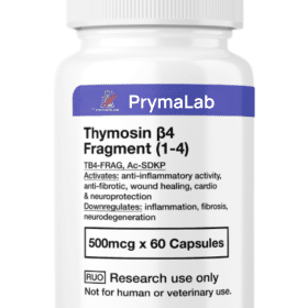 Bottle of Thymosin Beta‑4 Fragment capsules, peptide supplement for recovery and repair research