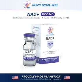 NAD+ 1000 mg lyophilized research peptide vial with carton โ PrymaLab, made and tested in the USA