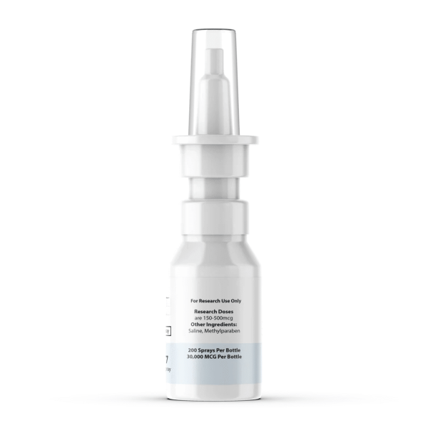NAD+ nasal spray left side view with storage instructions and formulation details
