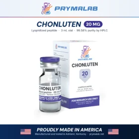 Chonluten 20 mg lyophilized research peptide vial with carton โ PrymaLab, made and tested in the USA