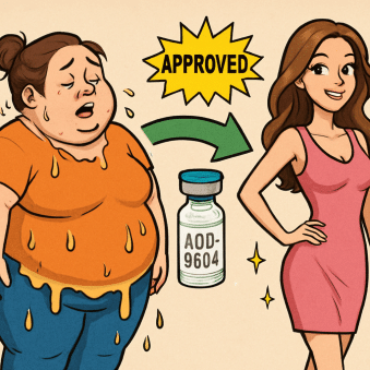 AOD 9604 peptide molecule structure and fat loss mechanism diagram for weight loss peptides guide
