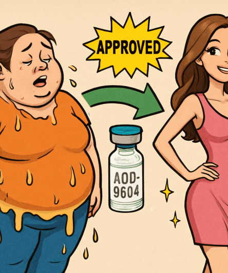 AOD 9604 peptide molecule structure and fat loss mechanism diagram for weight loss peptides guide