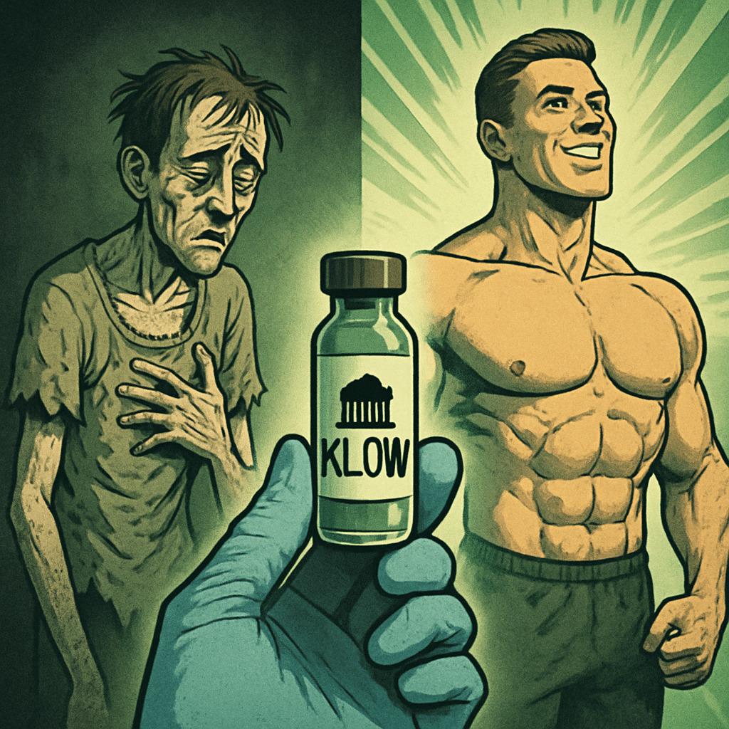 Klow peptide glow blend combining GHK-Cu BPC-157 TB-500 and KPV peptides for tissue repair and anti-inflammation