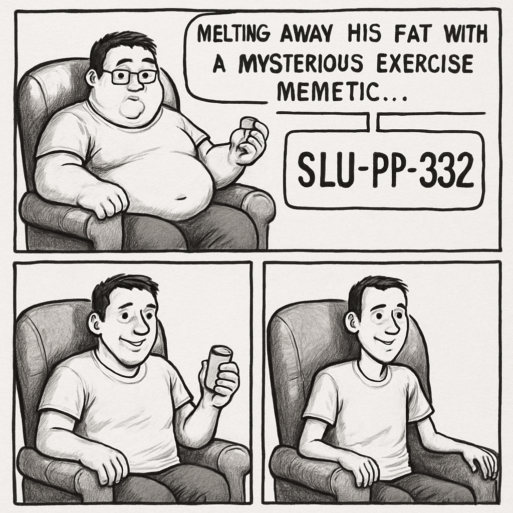 Man loses massive amount of weight all while sitting in his recliner at home just by taking a exercise memetic peptide called slu-pp-332