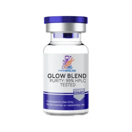 Interactive floating glow blend peptide bottle.