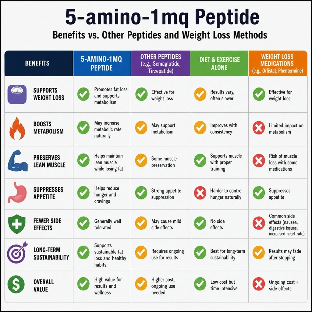 5-amino-1mq Peptide Benefits vs. Other Peptides and Weight loss methods.