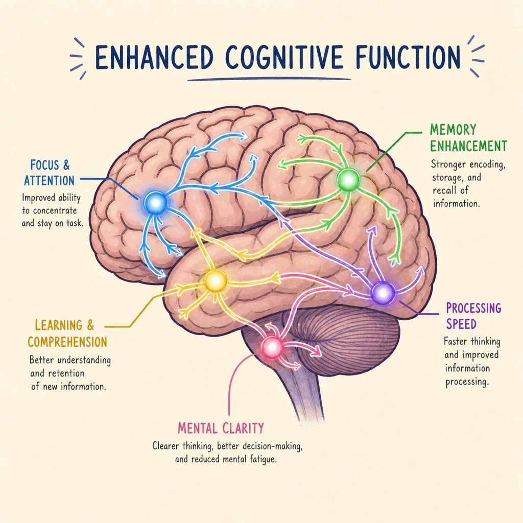 A diagram that explains exactly how Cortagen increases cognitive function.