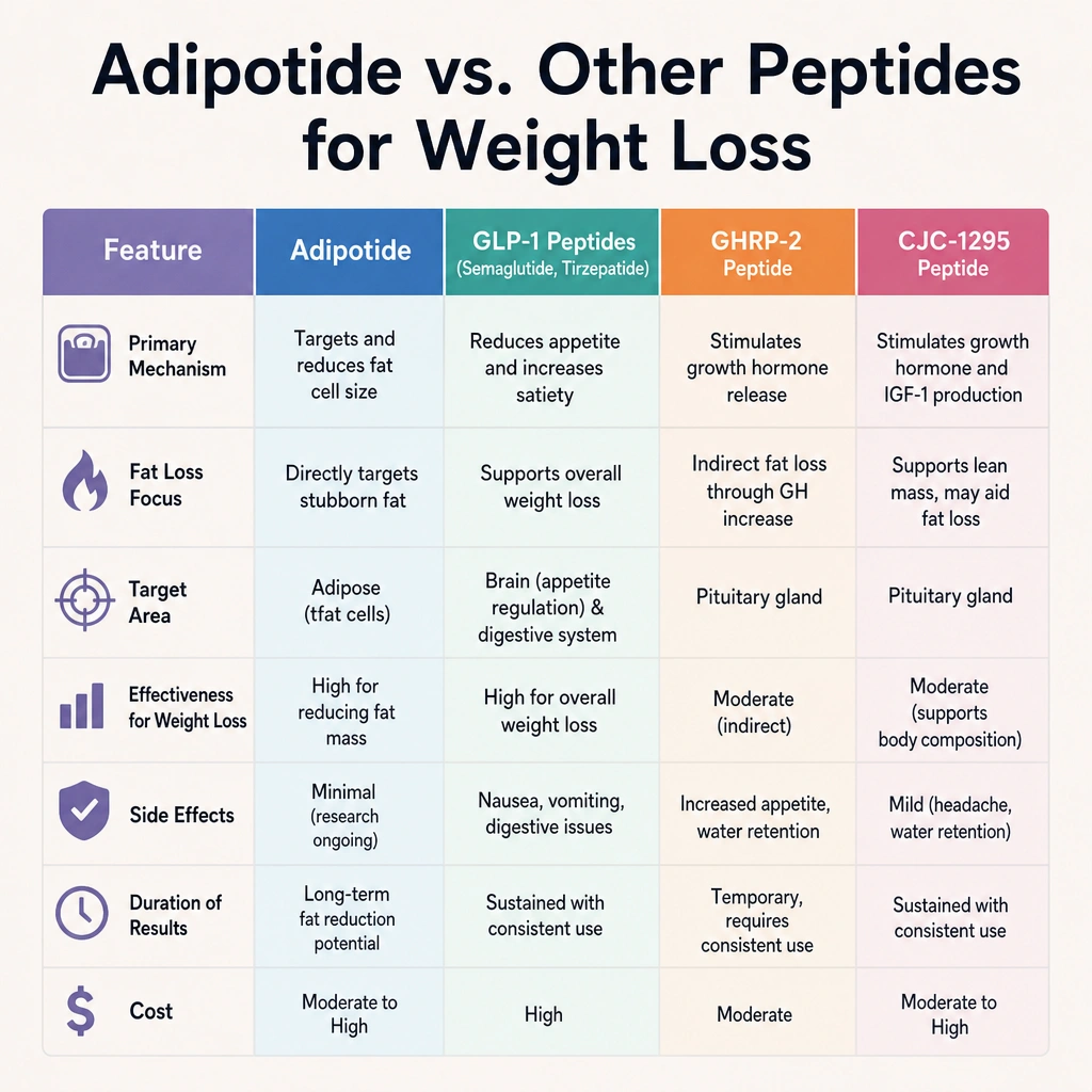 Adipotide vs other weight loss peptides