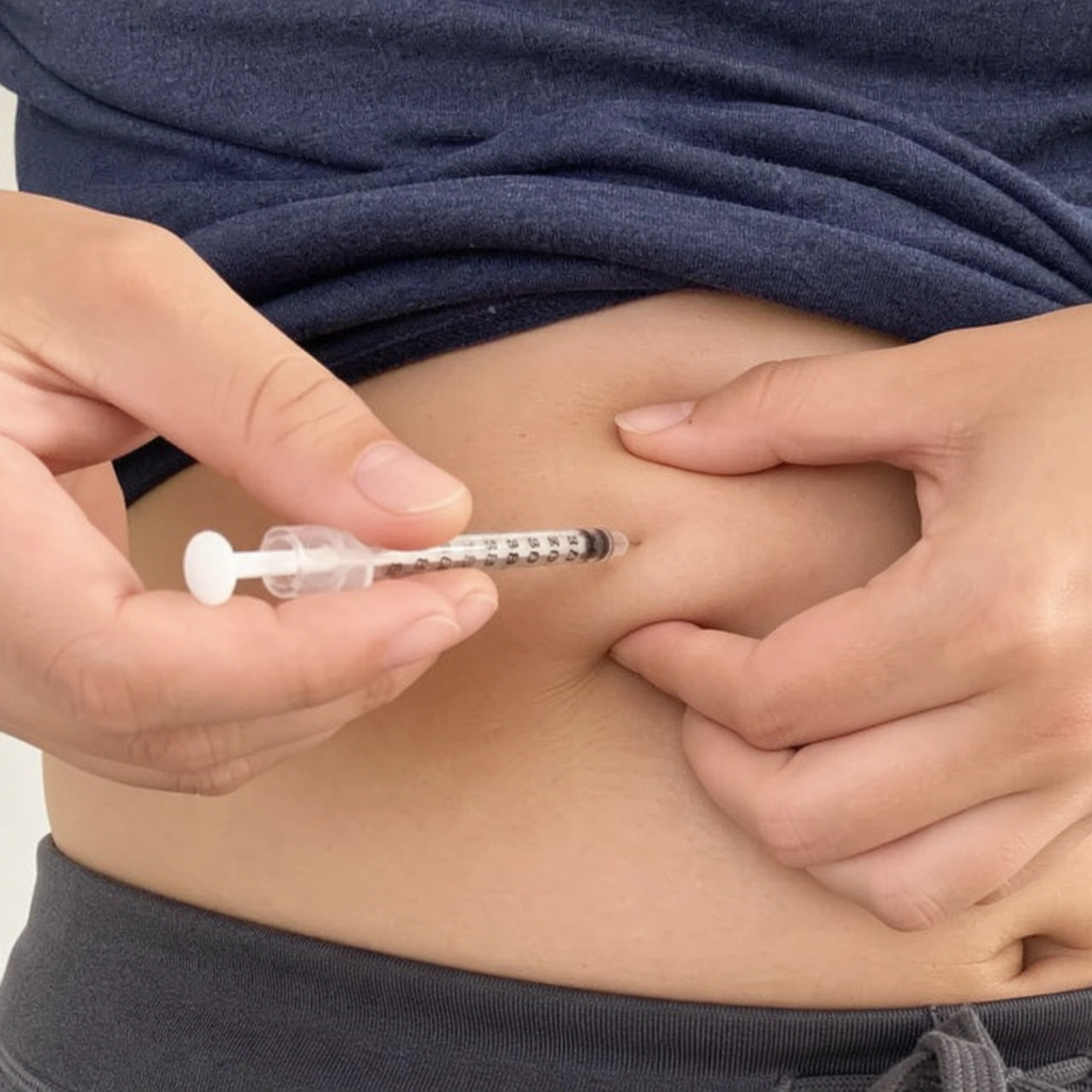 an image of someone administering subq peptide injection