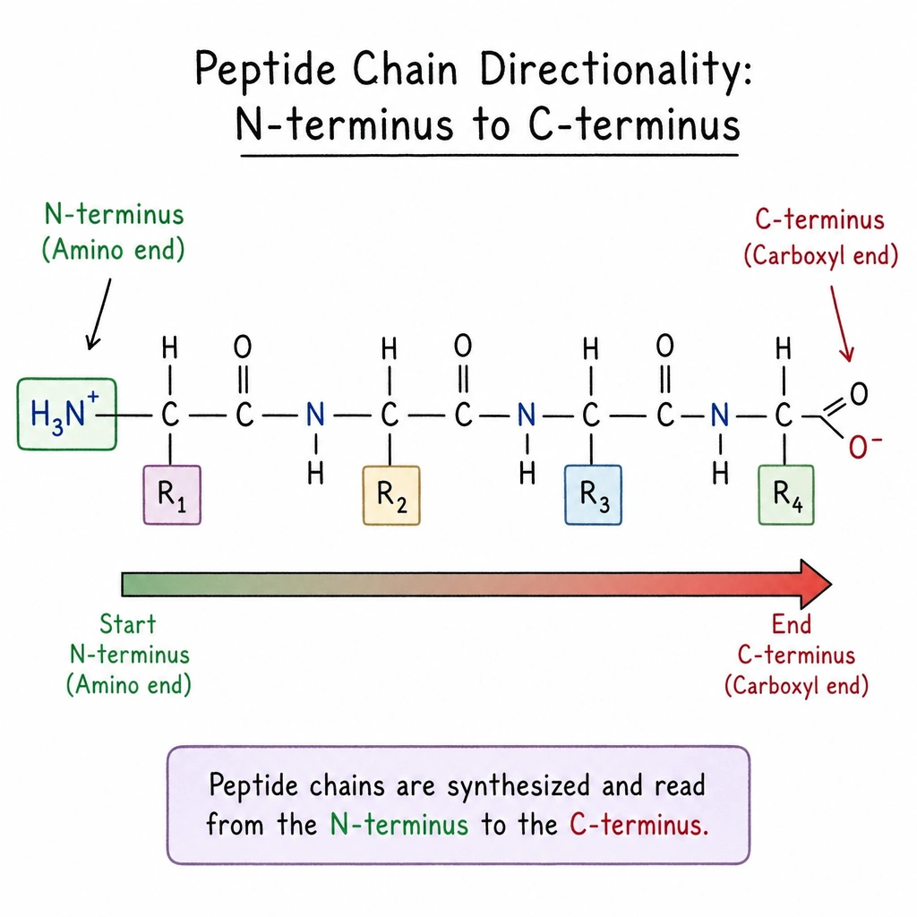 Peptide chain directionality n-terminus to c-terminus.