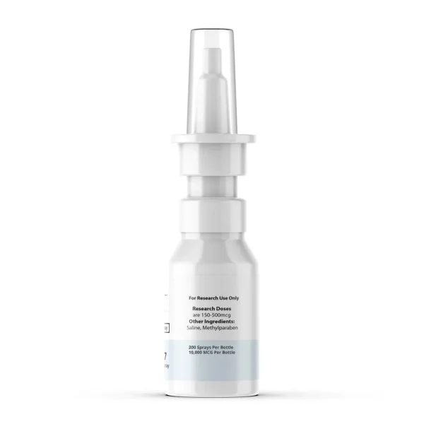 GHRP-2 peptide nasal spray, right-side view showing the metered pump