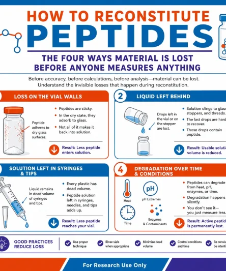 Infographic: How to Reconstitute Peptides: The Four Ways Material Is Lost Before Anyone Measures Anything