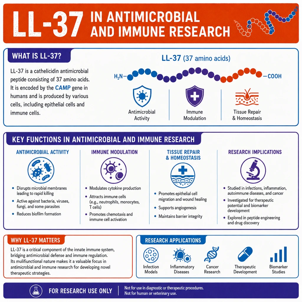 What is LL-37 research peptide and its implications on antimicrobial research.