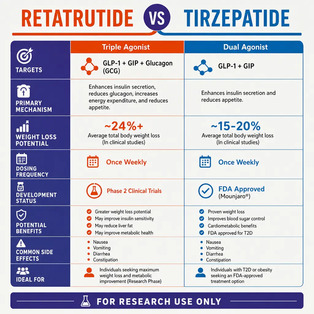 Infographic: Retatrutide vs Tirzepatide
