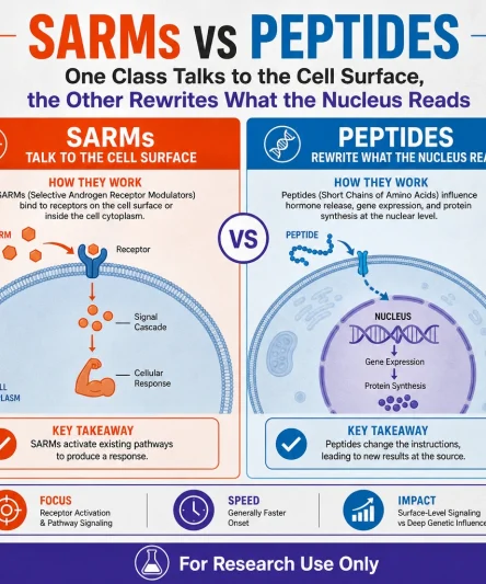 Infographic: SARMs vs Peptides: One Class Talks to the Cell Surface, the Other Rewrites What the Nucleus Reads