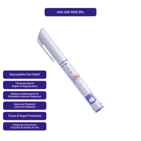 PrymaLab ARA-290 autoinjector pen, preloaded 3ml 10mg, with innate-repair-receptor research callouts