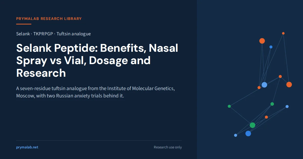 Selank peptide guide cover: benefits, nasal spray vs vial, dosage and research