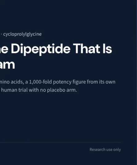 Noopept research library featured image: omberacetam is a phenylacetyl-prolyl-glycine dipeptide built to mimic piracetam, carries a 1,000-fold potency figure from its own developers, and has one open-label human trial with no placebo arm